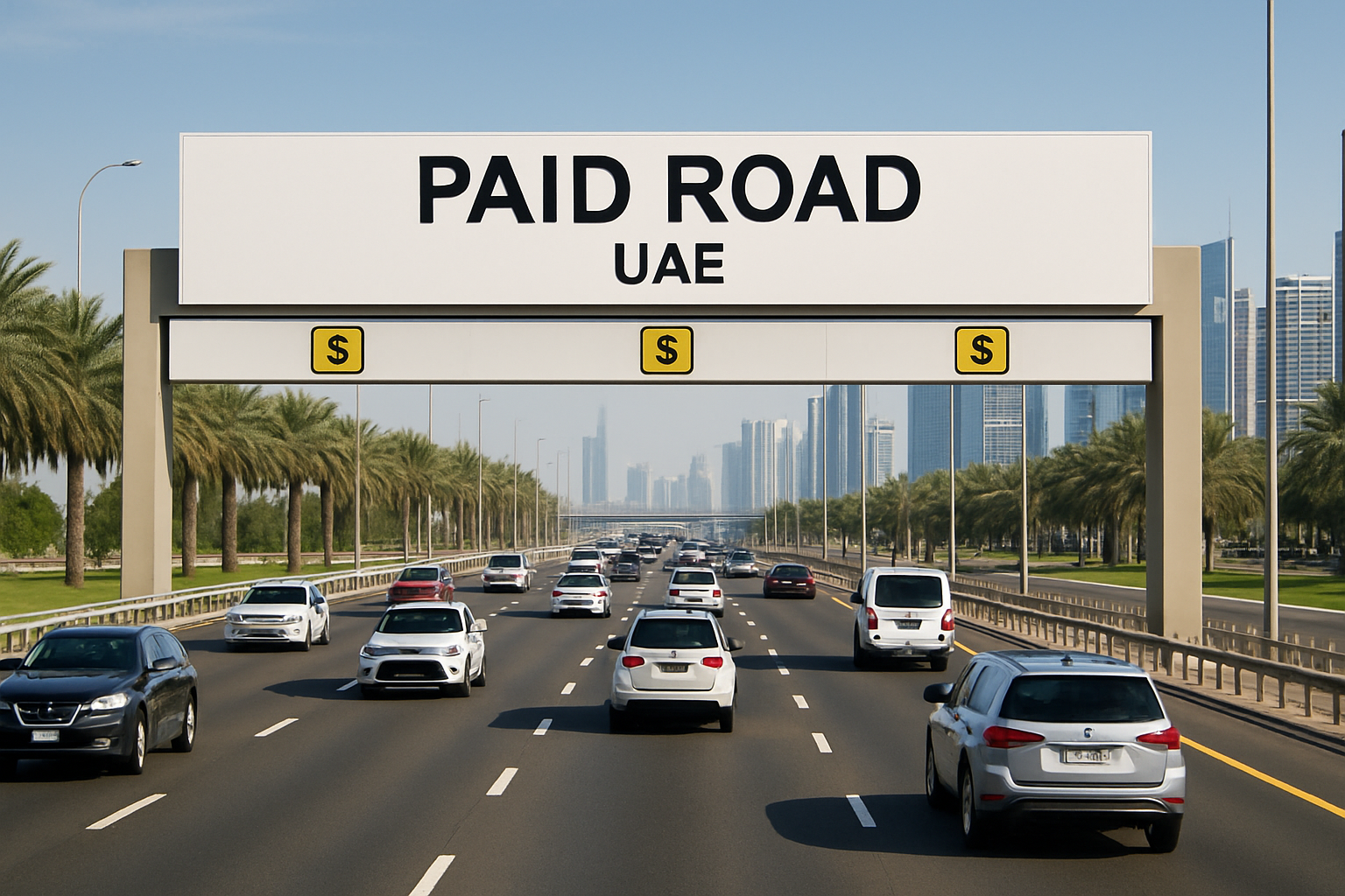 Smooth traffic flow on a paid road in the UAE