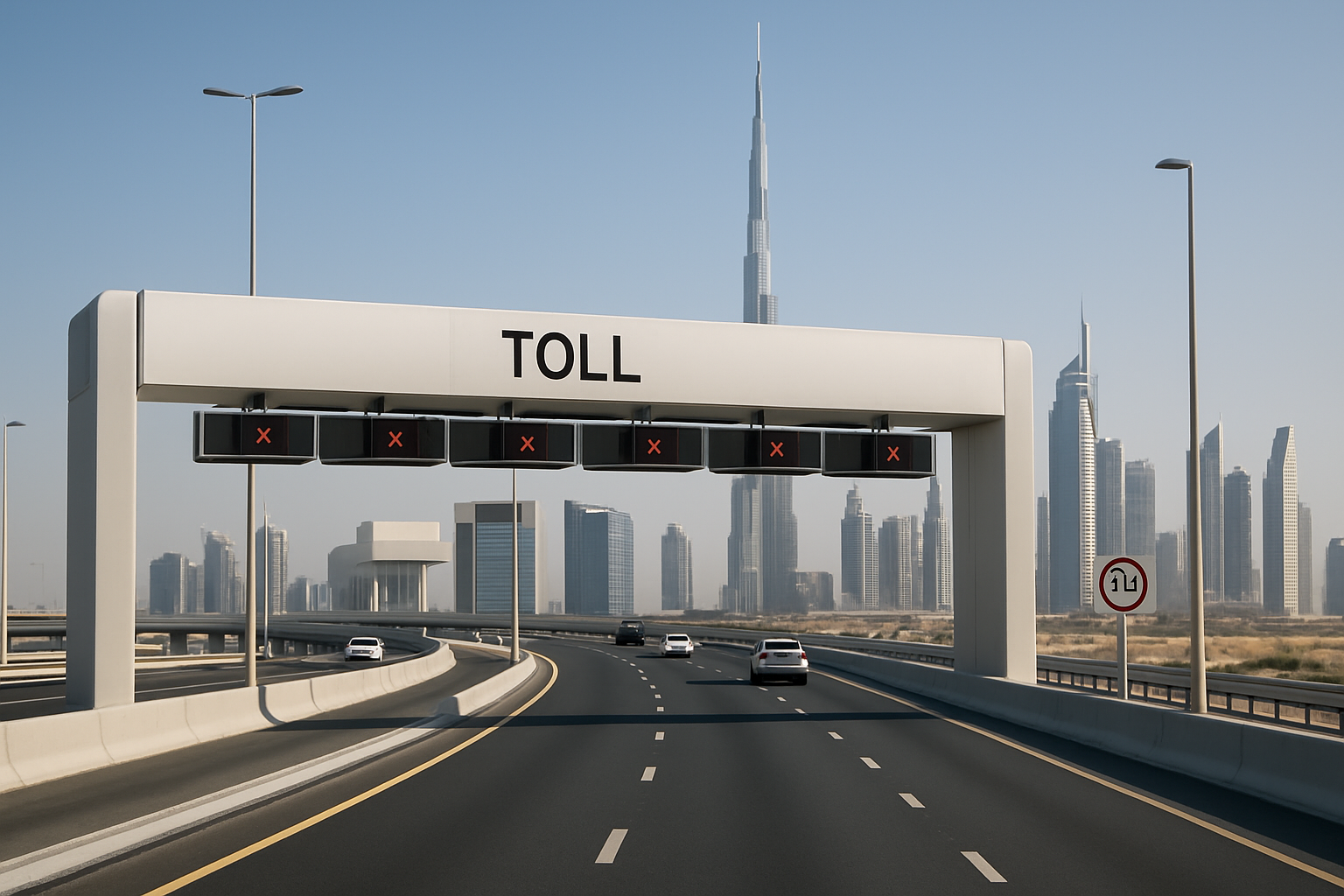 Modern toll road in Dubai